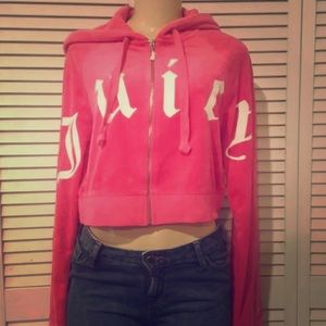 JUICY COUTURE PINK CROPPED ZIPPER HOODIE {SOLD}